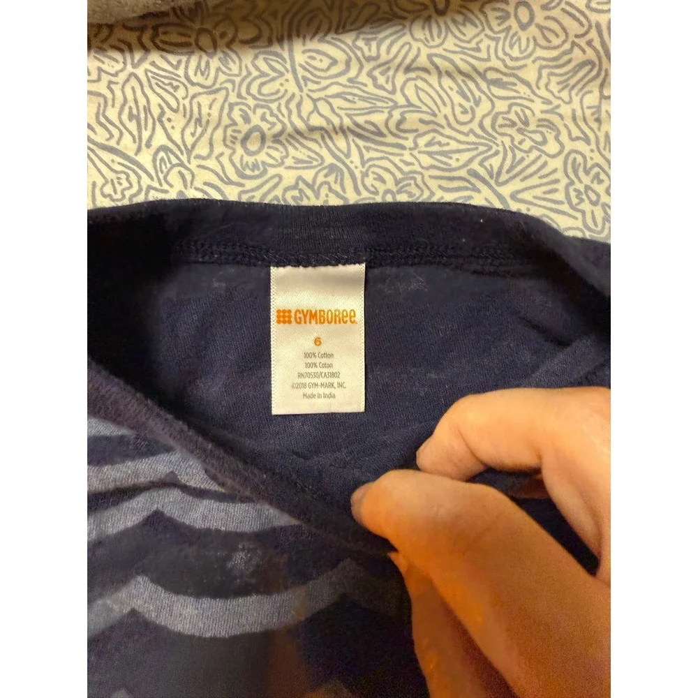 Gymboree Size 6 Boy Short Sleeve Tee Blue Pocket Shark Wave 100% Cotton Causal
